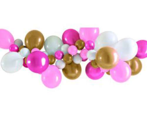 Pink and White Balloon Garland - Click Image to Close